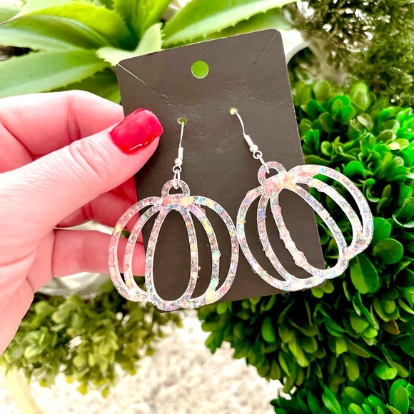 Acrylic Pumpkin Earrings - Picture 7 of 9